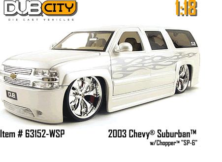 Chevy Suburban - White with Chopper "SP-6" Rims (DUB City) 1/18