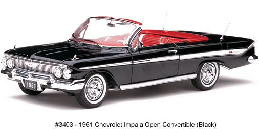 1961 Chevy Impala Convertible - Black (Sun Star) 1/18
