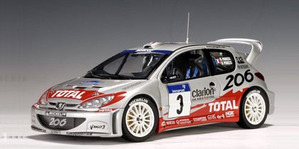 2002 Peugeot 206 WRC #3 - Gilles Panizzi Winner (AUTOart) 1/18