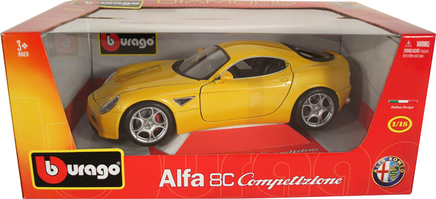 Alfa Romeo 8c Competizione - Yellow (Bburago) 1/18