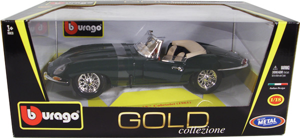 1961 Jaguar E-Type Cabriolet - Green (BBurago) 1/18