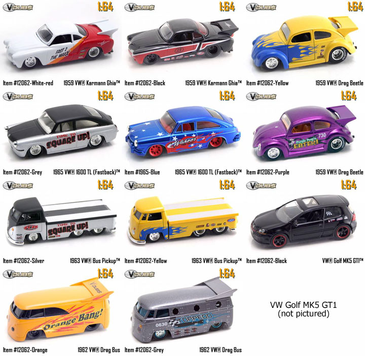 VDubs Wave 4 (Jada Toys V-Dubs) 1/64 Set of 12