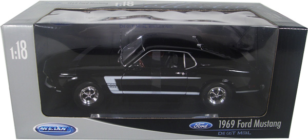 1969 Ford Mustang Boss 302 - Black (Welly) 1/18