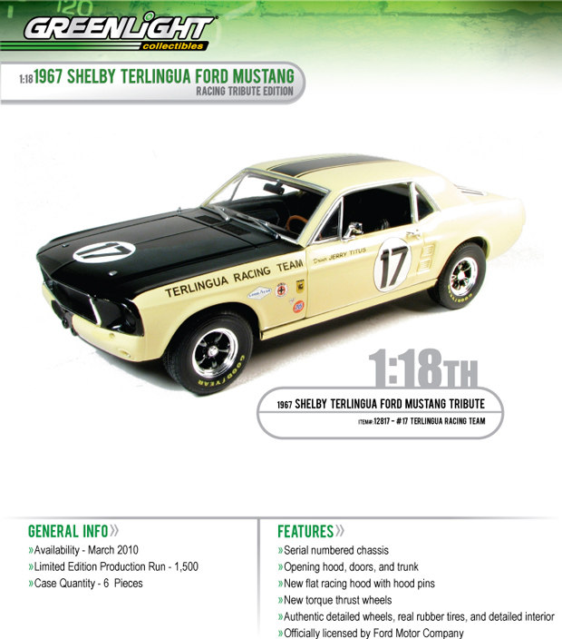 1967 Shelby Mustang Terlingua Racing Team Jerry Titus #17 (Greenlight) 1/18