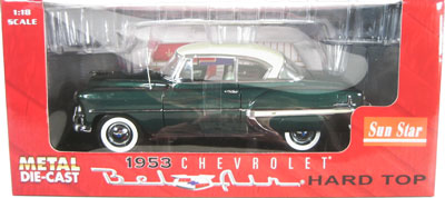 1953 Chevrolet Bel Air Hardtop - Woodland Green & Cream (Sun Star) 1/18