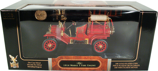 1914 Ford Model T Fire Engine and Real Wooden Ladder (YatMing) 1/18