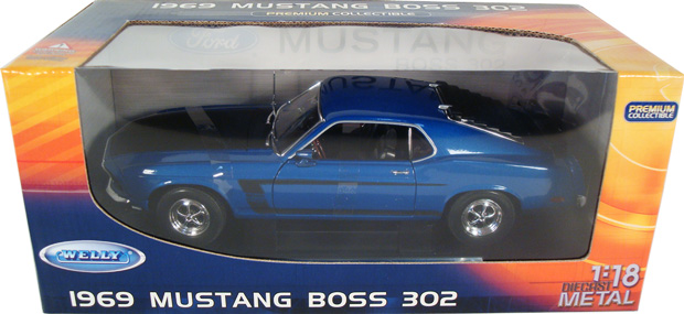 1969 Ford Mustang Boss 302 - Acapulco Blue (Welly) 1/18