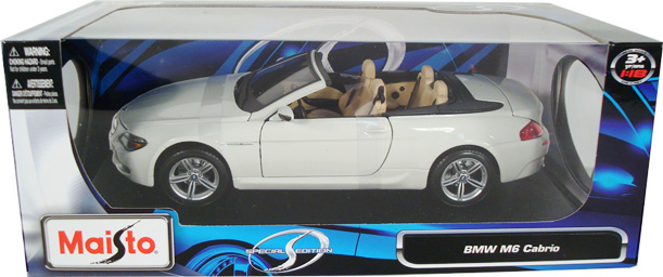 BMW M6 Cabriolet - White (Maisto) 1/18 diecast car scale model