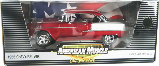 1955 Chevrolet Bel Air Hardtop - Burgundy and Silver (Ertl American Muscle) 1/18