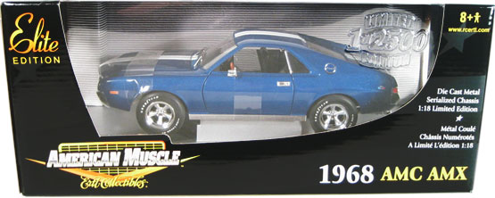 1968 AMC AMX - Regatta Blue w/ White Stripe (Ertl Elite) 1/18