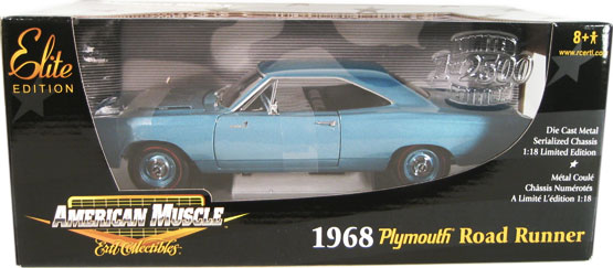 1968 Plymouth Roadrunner Hemi 426 - Light Blue (Ertl  American Muscle Elite) 1/18