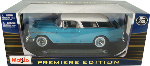 1955 Chevy Nomad - Blue w/ Cream Top (Maisto) 1/18