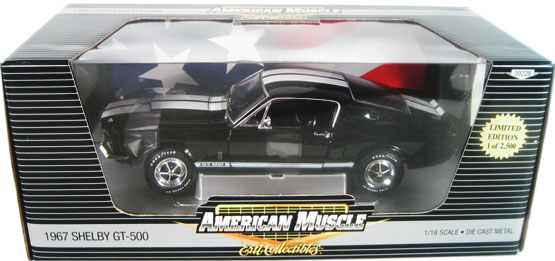 1967 Ford Mustang Shelby GT-500 - Black w/ White Stripes (Ertl) 1/18