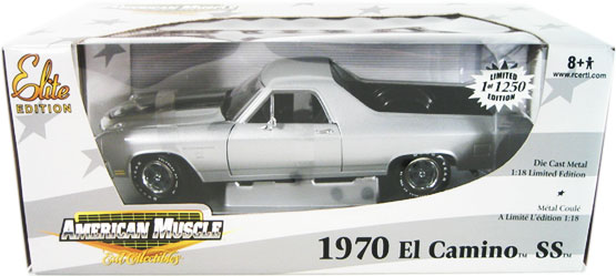 1970 Chevy El Camino SS 454 - Silver w/ Black Stripes (Ertl) 1/18