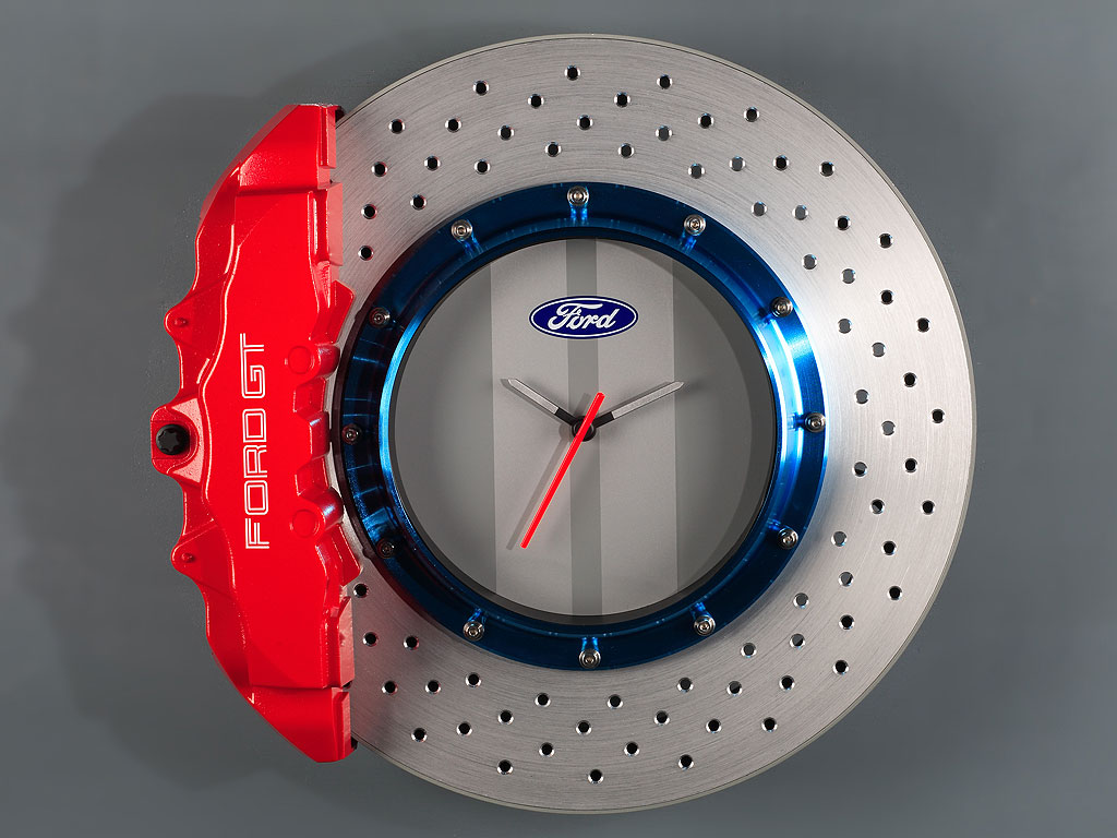 Racing Brake Disc Clock W/"ford Gt" Logo In White (AUTOart) 1/18