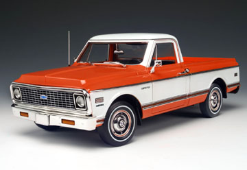 1972 Chevy Cheyenne C-10 Pickup Truck - Hugger Orange/White (Highway 61) 1/18