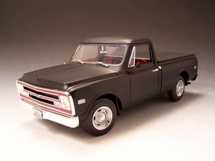 1968 Chevy C-10 Pickup Truck - Matte Black (Highway 61) 1/18