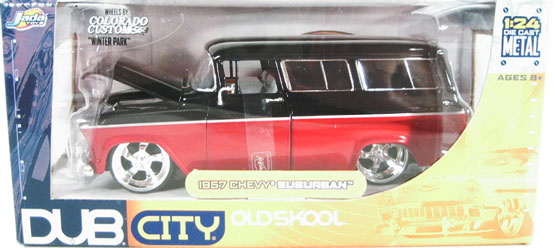 1957 Chevy Suburban - Red w/ Black (DUB City) 1/24
