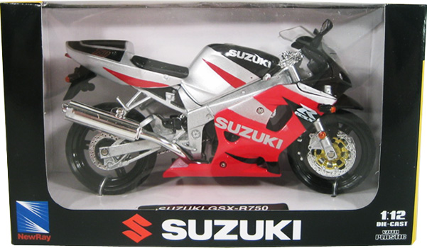 Suzuki GSX-R750 - Silver w/ Red (New Ray) 1/12
