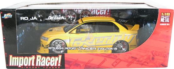 Mitsubishi Lancer Evolution VIII - Yellow w/ RO_JA "Formula 7" (Import Racer) 1/18