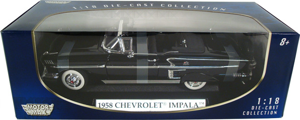 1958 Chevy Impala Convertible - Black (MotorMax) 1/18