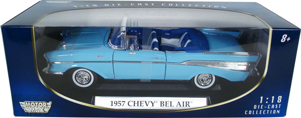 1957 Chevy Bel Air Convertible - Blue (MotorMax) 1/18