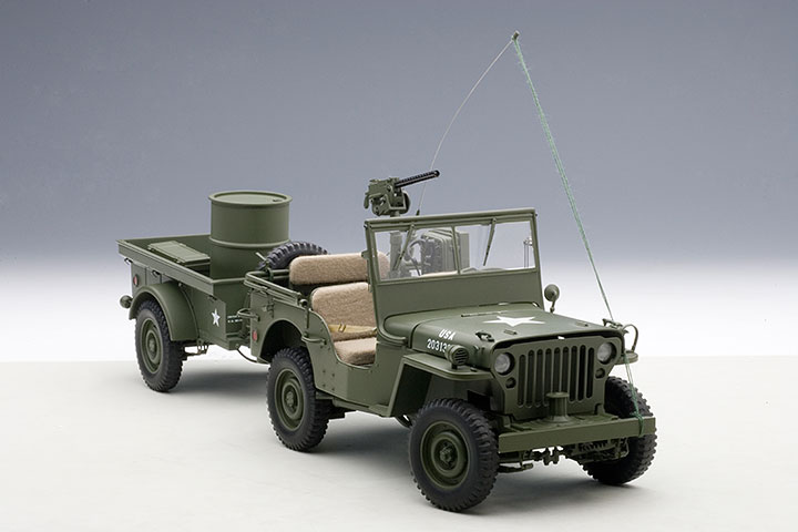 Jeep Willys (army Green)(with Trailer/accessories (AUTOart) 1/18