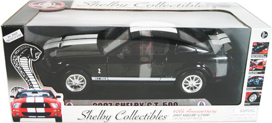 2007 Shelby Mustang GT-500 - Black w/ White Stripes (Shelby Collectibles) 1/18