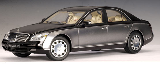 2004 Maybach 57 SWB - Caspian Black, Himalayas Grey Middle (AUTOart) 1/18