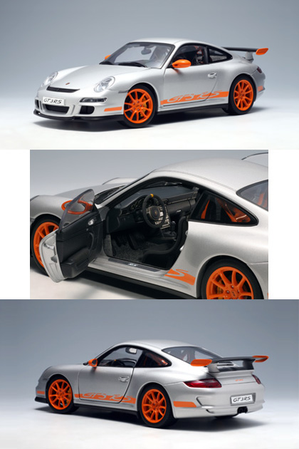 Porsche 911 (997) GT3 RS - Silver w/ Orange Stripes (AUTOart) 1/18