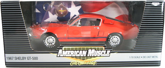 1967 Ford Mustang Shelby GT-500 - Orange w/ Blue Stripes (Ertl) 1/18