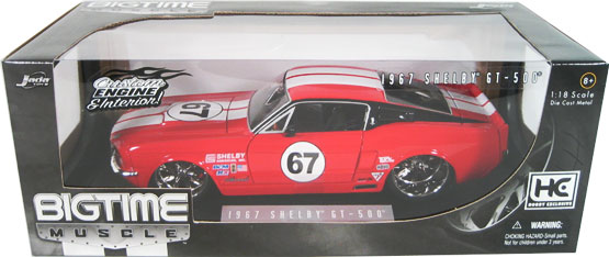 1967 Ford Mustang Shelby GT-500KR - Glossy Red #67 (DUB City Bigtime Muscle) 1/18