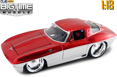 1963 Corvette Stingray - Red w/ Silver (DUB City Bigtime Muscle) 1/18