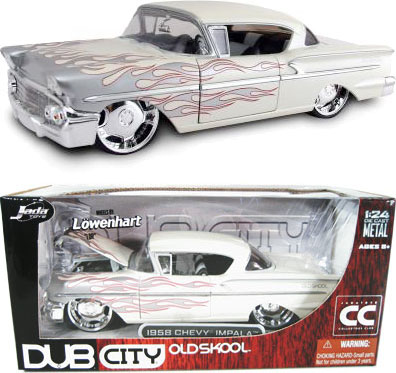 1958 Chevy Impala - White w/ Flames (DUB City) 1/24