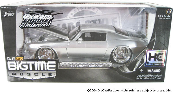 1971 Chevy Camaro - Silver w/ Black Stripes (DUB City Big Time Muscle) 1/24