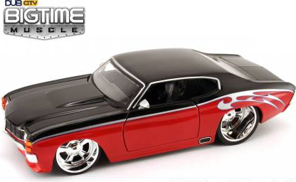 1971 Chevelle SS w/ Chevy Rally Wheels - Black/Red (DUB City Bigtime Muscle) 1/24