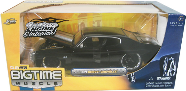 1971 Chevy Chevelle - Black w/ Silver Stripes (DUB City Bigtime Muscle) 1/24