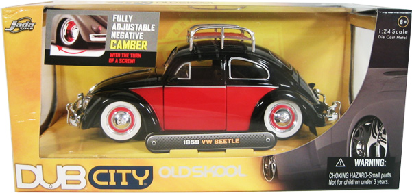 1959 Volkswagen Beetle w/ Baby Moon Wheels - Red (DUB City Old Skool) 1/24