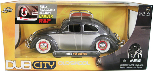 1959 Volkswagen Beetle w/ Baby Moon Wheels - Grey (DUB City Old Skool) 1/24