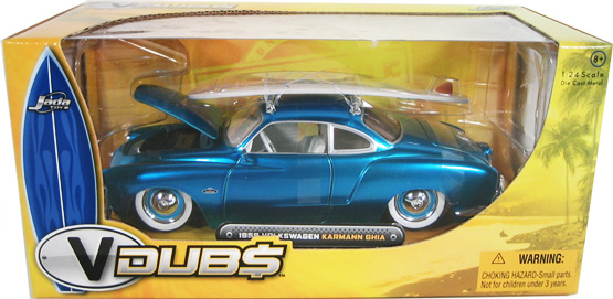 1959 VW Karmann Ghia w/ Surfboard - Blue (Jada Toys V-Dubs) 1/24