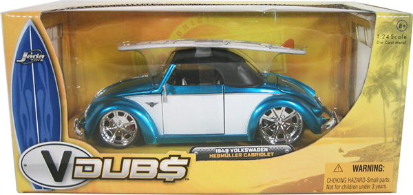 1949 VW Hebmuller Cabriolet - Blue w/ White (V-Dubs) 1/24