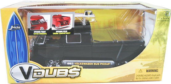 1963 VW Bus Pickup w/ Surfboard - Black (Jada Toys V-Dubs) 1/24