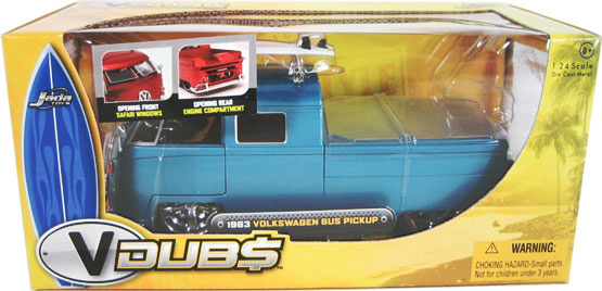 1963 VW Bus Pickup w/ Surfboard - Blue (Jada Toys V-Dubs) 1/24