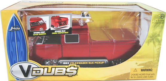 1963 VW Bus Pickup w/ Surfboard - Red (Jada Toys V-Dubs) 1/24