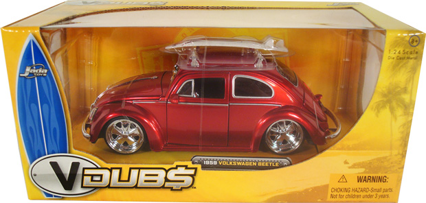 1959 Volkswagen Beetle w/ Surfboard - Red (V-Dubs) 1/24