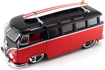 1962 VW Bus w/ Surfboard - Red (Jada Toys V-Dubs) 1/24