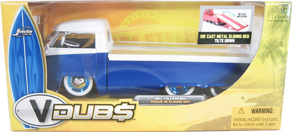 1963 VW Pickup w/ Sliding Bed - Blue w/ Babymoon Wheels (V-Dubs) 1/24