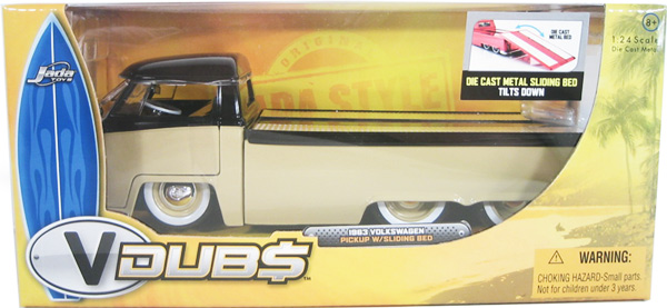 1963 VW Pickup w/ Sliding Bed - Tan w/ Babymoon Wheels (V-Dubs) 1/24