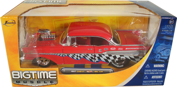 1957 Chevy Bel Air w/ Engine Blower - Red (DUB City Bigtime Muscle) 1/24
