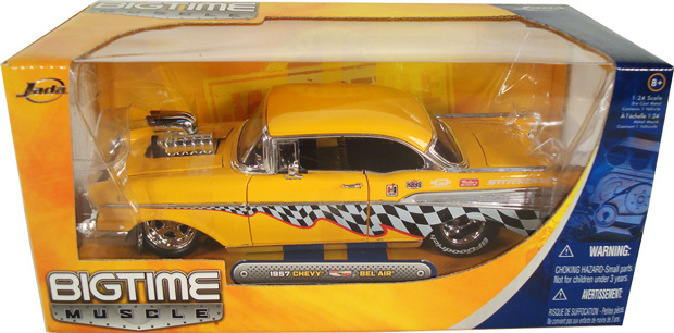 1957 Chevy Bel Air w/ Engine Blower - Yellow (DUB City Bigtime Muscle) 1/24